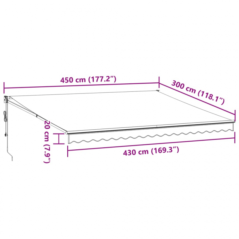 Markise Einziehbar Anthrazit und Weiß 4,5x3 m Stoff & Aluminium