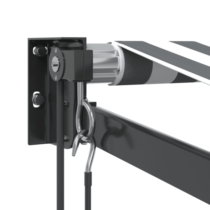 Markise Einziehbar Anthrazit und Weiß 5x3 m Stoff und Aluminium