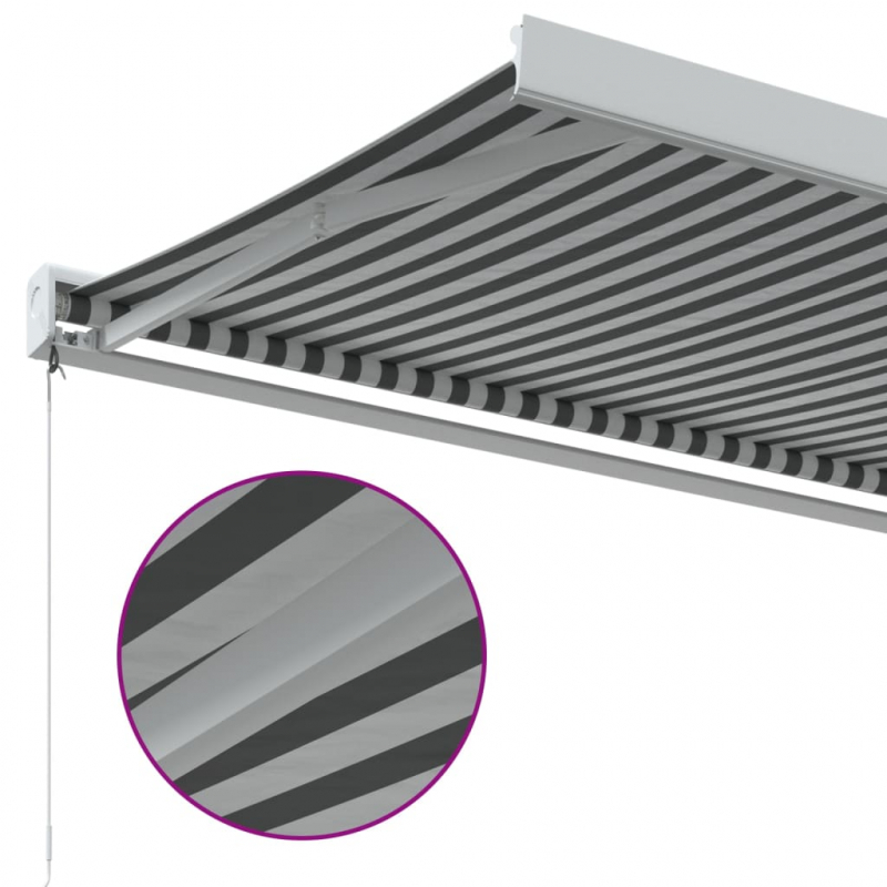 Markise Einziehbar Anthrazit und Weiß 5x3 m Stoff und Aluminium