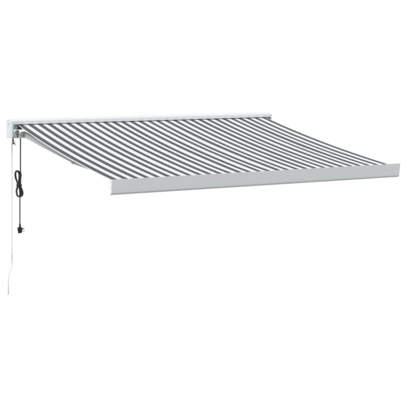 Markise Einziehbar Anthrazit und Weiß 3x2,5 m Stoff & Aluminium