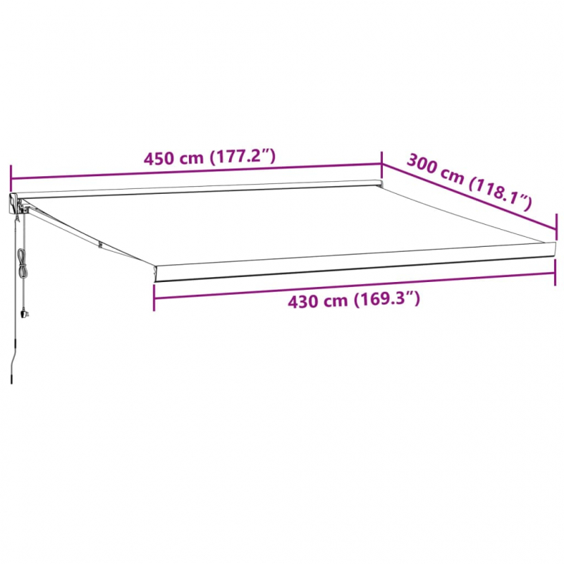 Markise Einziehbar Anthrazit und Weiß 4,5x3 m Stoff & Aluminium