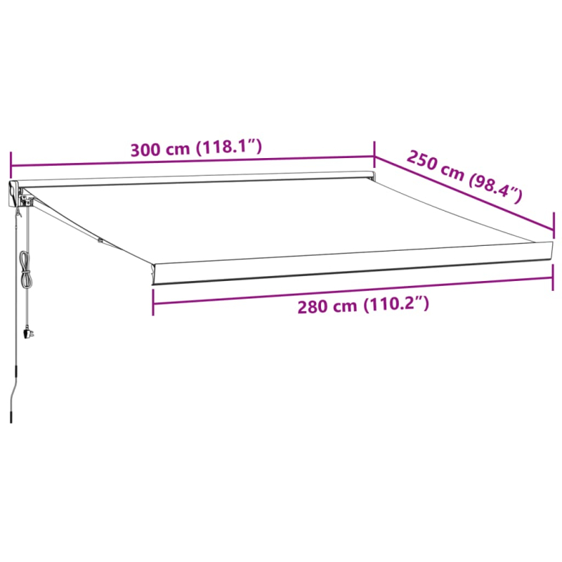 Markise Einziehbar Anthrazit und Weiß 3x2,5 m Stoff & Aluminium