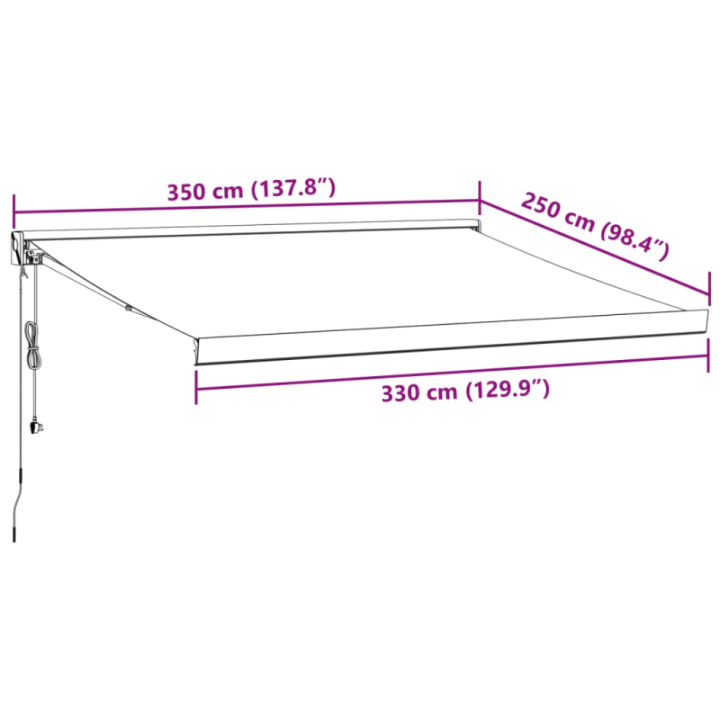 Markise Einziehbar Anthrazit & Weiß 3,5x2,5 m Stoff & Aluminium