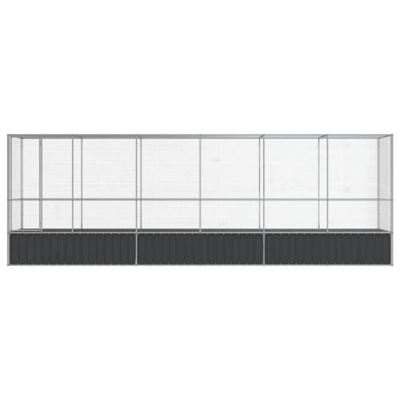 Voliere mit Erweiterung Silbern 626,5x107x212 cm Stahl