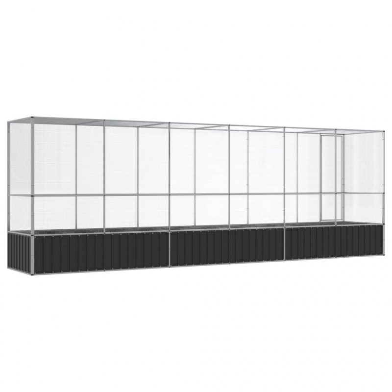 Voliere mit Erweiterung Silbern 626,5x107x212 cm Stahl
