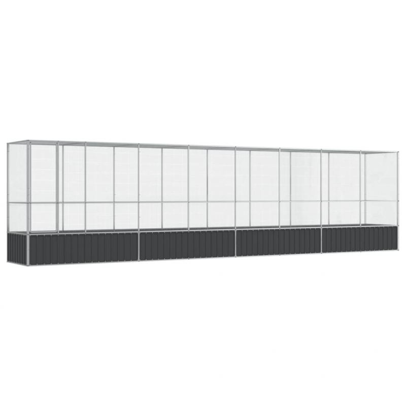 Voliere mit Erweiterung Silbern 834,5x107x212 cm Stahl