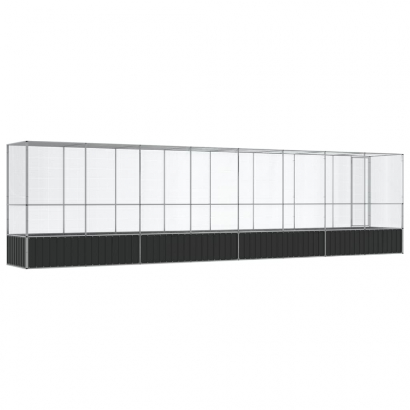 Voliere mit Erweiterung Silbern 834,5x107x212 cm Stahl