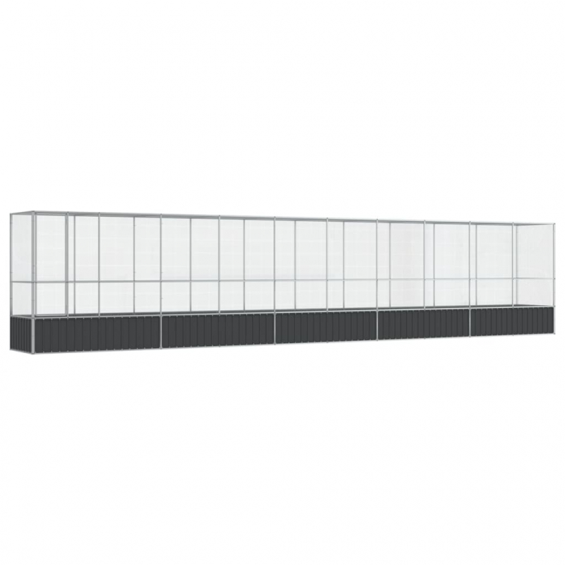 Voliere mit Erweiterung Silbern 1042,5x107x212 cm Stahl