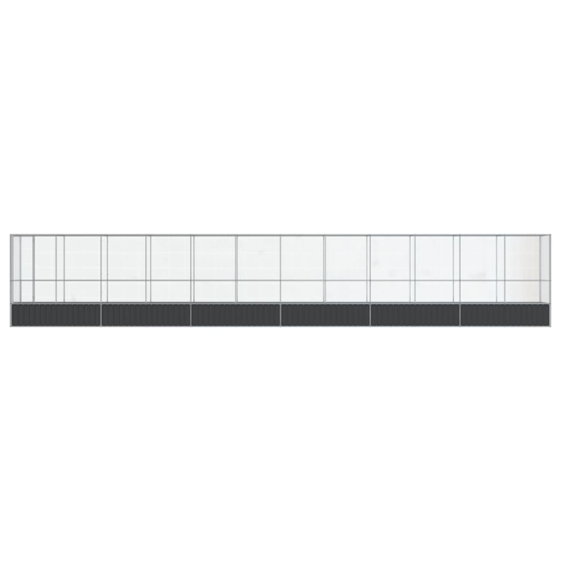 Voliere mit Erweiterung Silbern 1250,5x107x212 cm Stahl
