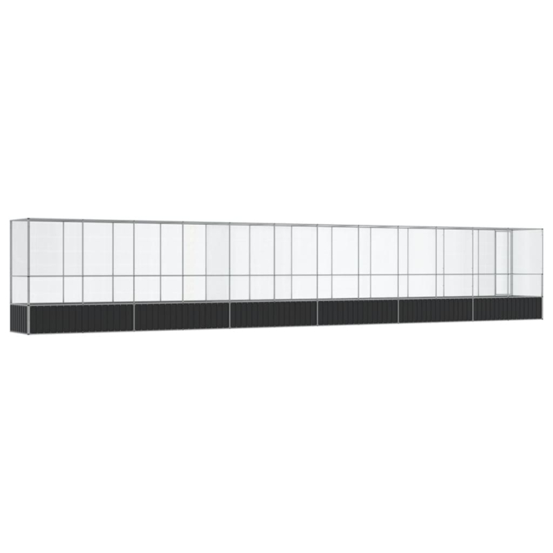 Voliere mit Erweiterung Silbern 1250,5x107x212 cm Stahl