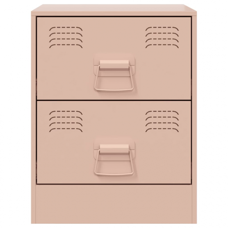 Nachttische 2 Stk. Rosa 34,5x39x44 cm Stahl