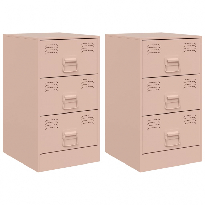 Nachttische 2 Stk. Rosa 34,5x39x62 cm Stahl