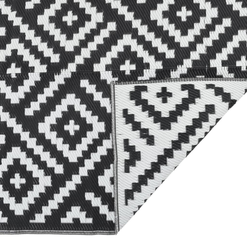 Outdoor-Teppich ARAKIL Weiß und Schwarz 190x290 cm PP