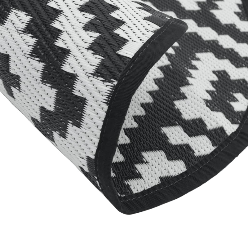 Outdoor-Teppich ARAKIL Weiß und Schwarz Ø120 cm PP