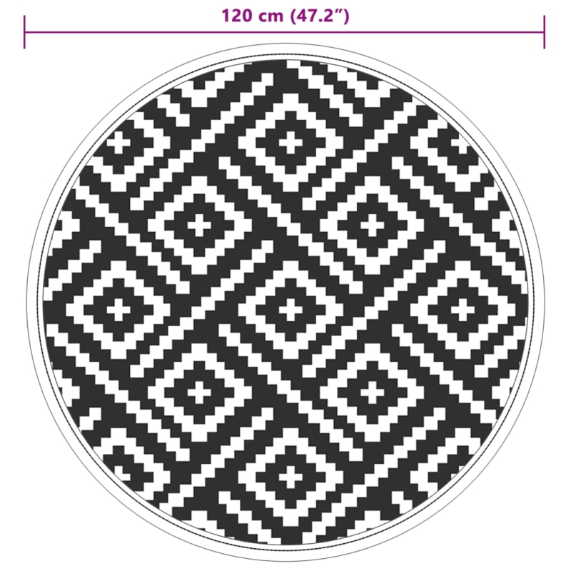 Outdoor-Teppich ARAKIL Weiß und Schwarz Ø120 cm PP
