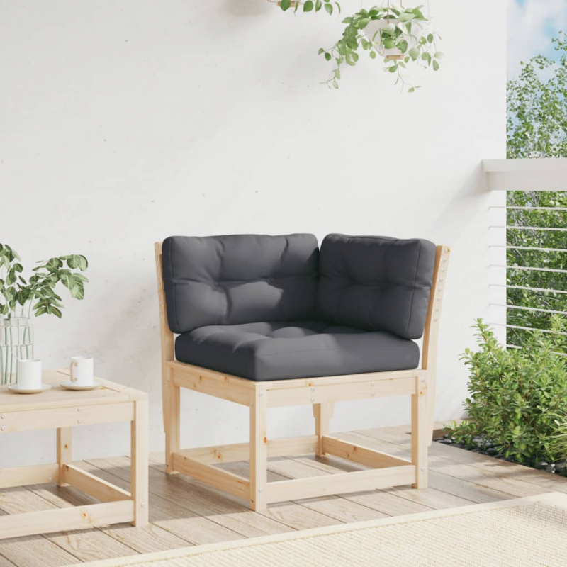 Garten-Ecksofa mit Kissen 73x73x78 cm Massivholz Kiefer