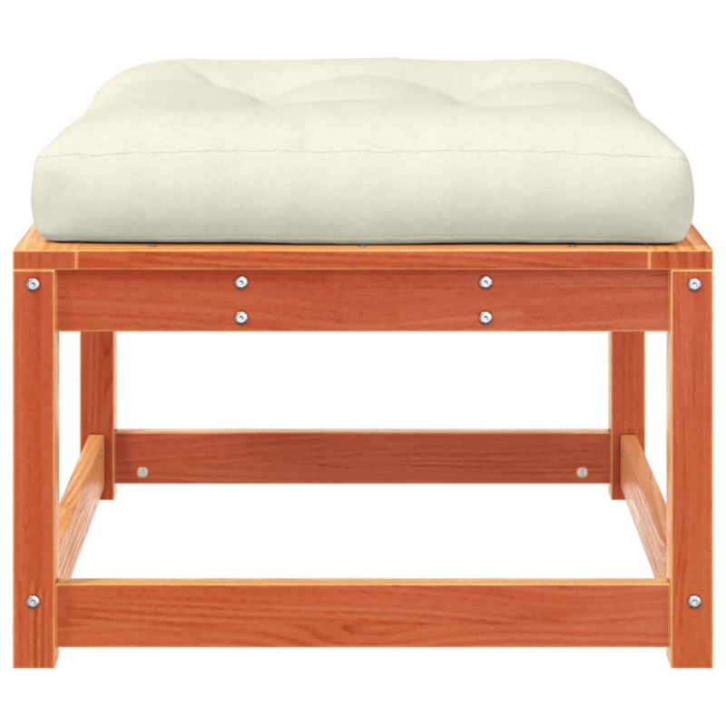 Gartenhocker mit Kissen Wachsbraun Massivholz Kiefer
