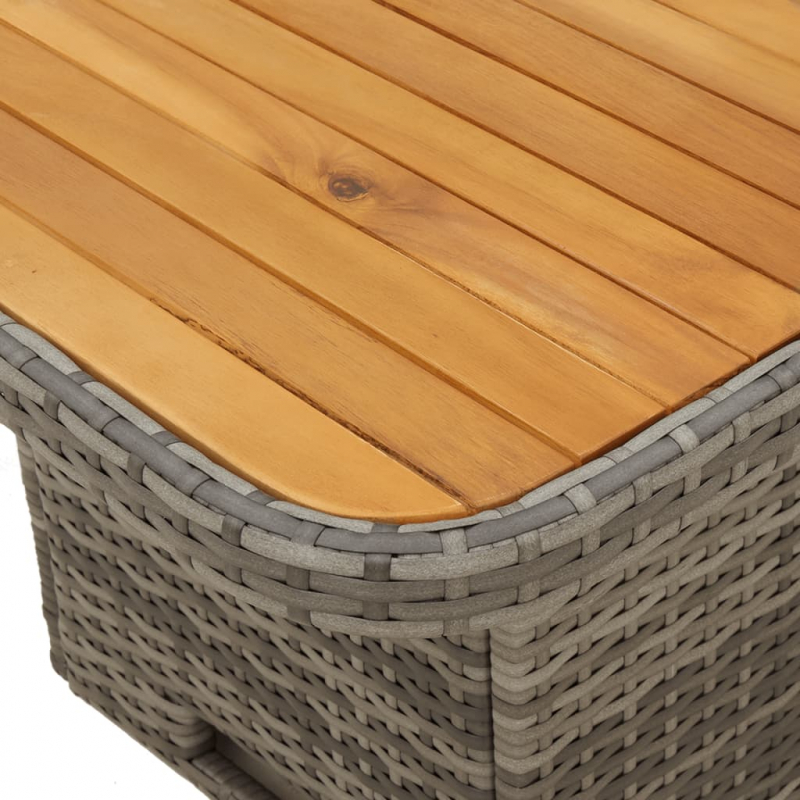 Gartentisch Grau 110x110x71 cm Poly Rattan und Akazienholz