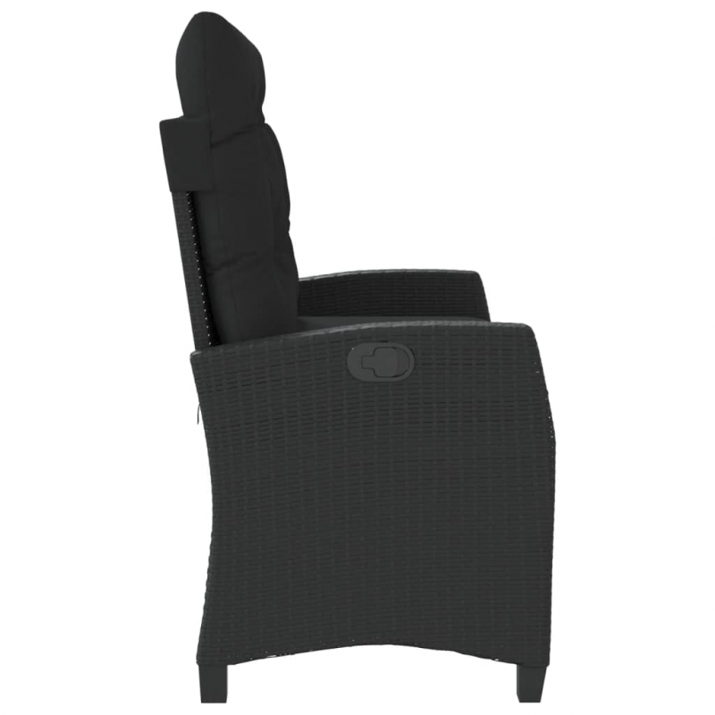 Gartenbank Verstellbar mit Kissen Schwarz Poly Rattan