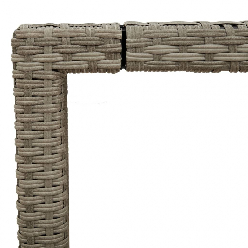 Gartentisch mit Glasplatte Hellgrau 90x90x75 cm Poly Rattan