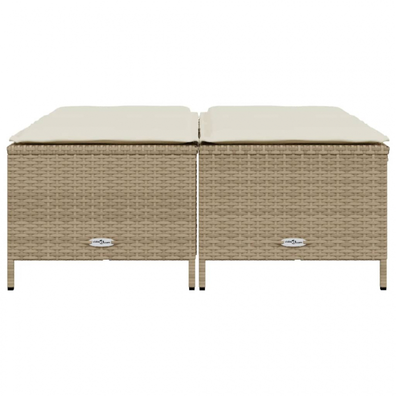 Gartenhocker mit Kissen 4 Stk. Beige Poly Rattan