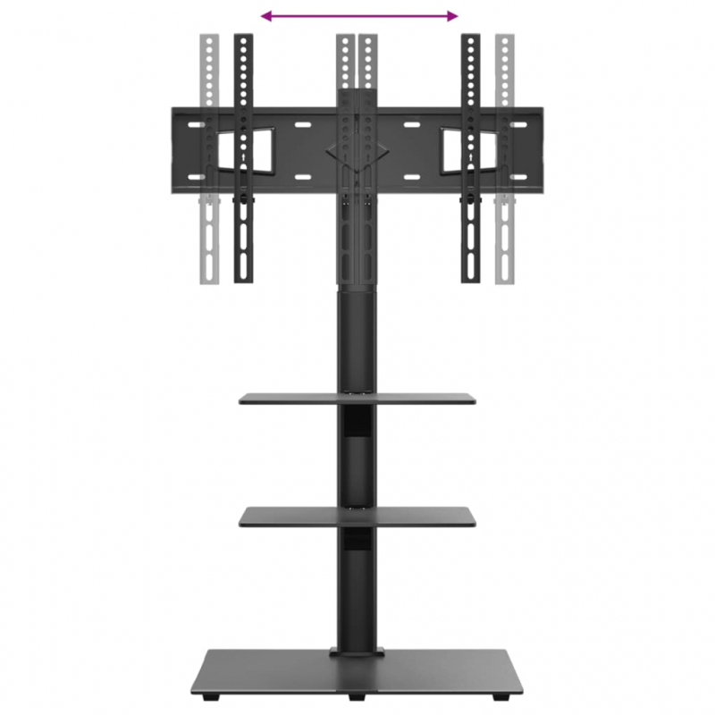 TV-Eckständer mit 3 Ablagen für 32-65 Zoll Schwarz
