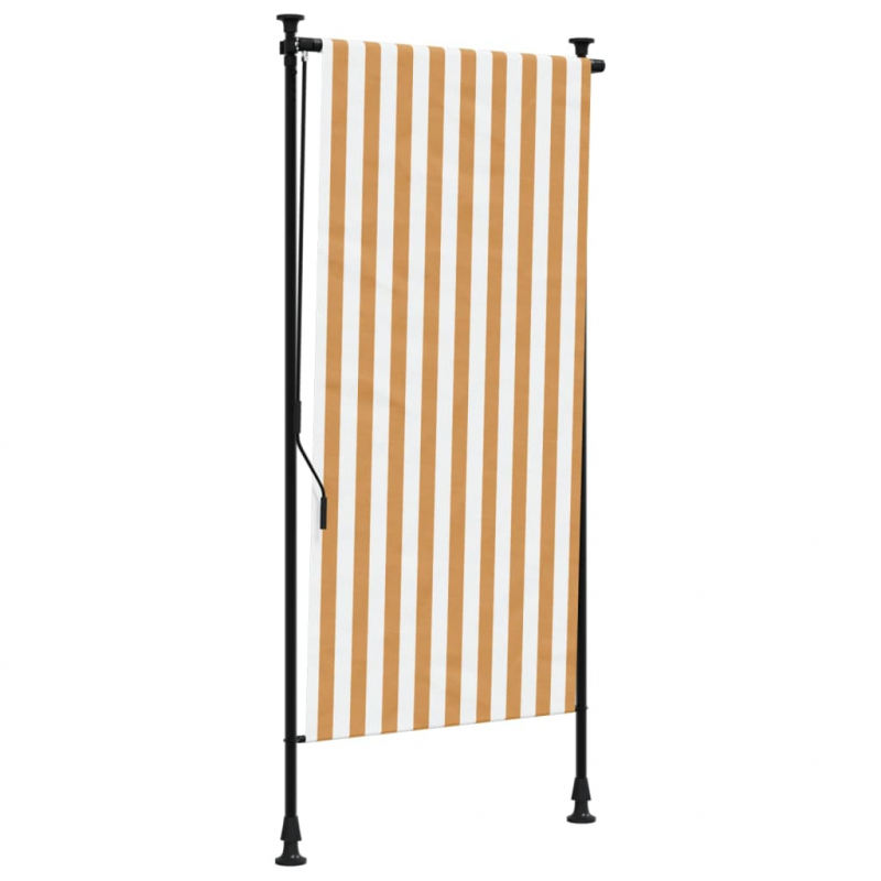 Außenrollo Orange und Weiß 120x270 cm Stoff und Stahl