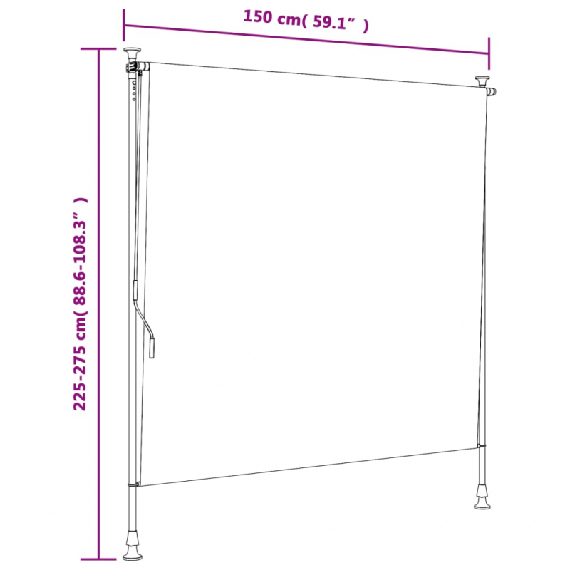 Außenrollo Orange und Weiß 150x270 cm Stoff und Stahl