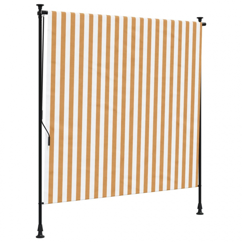 Außenrollo Orange und Weiß 200x270 cm Stoff und Stahl