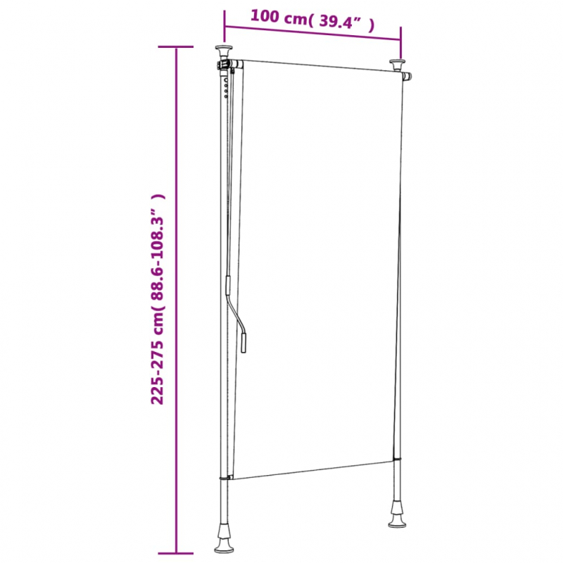 Außenrollo Gelb und Weiß 100x270 cm Stoff und Stahl