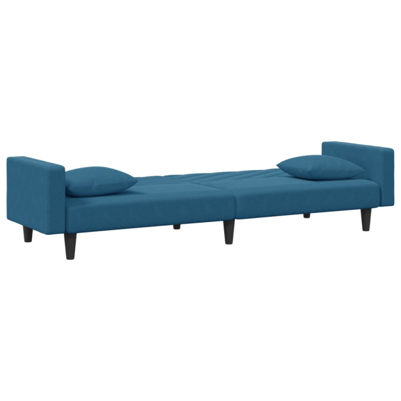 2-tlg. Sofagarnitur mit Kissen Blau Samt