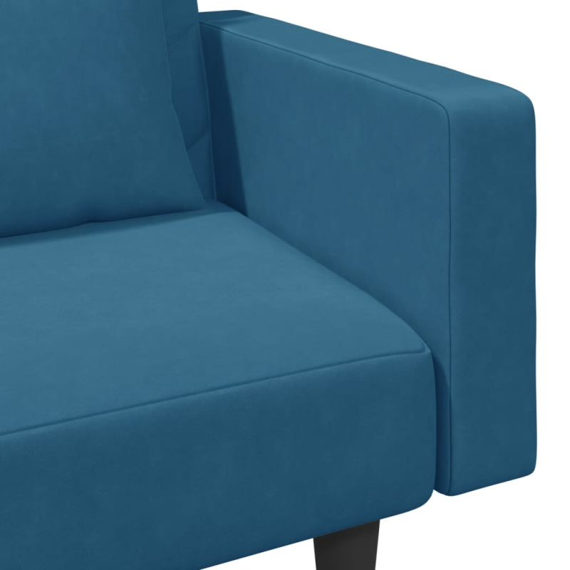 2-tlg. Sofagarnitur mit Kissen Blau Samt