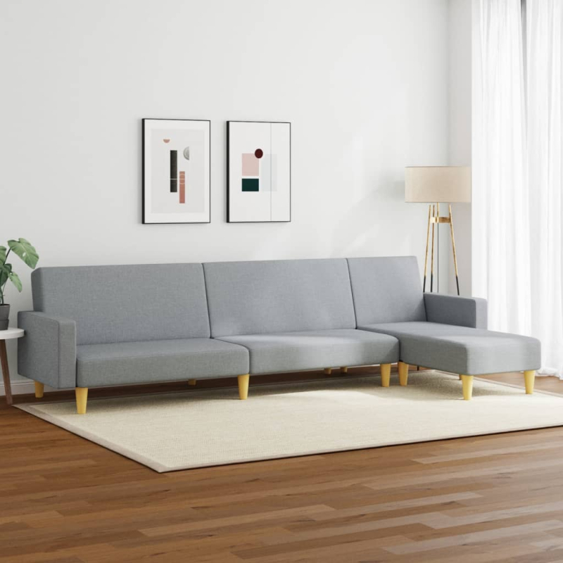 2-tlg. Sofagarnitur Hellgrau Stoff