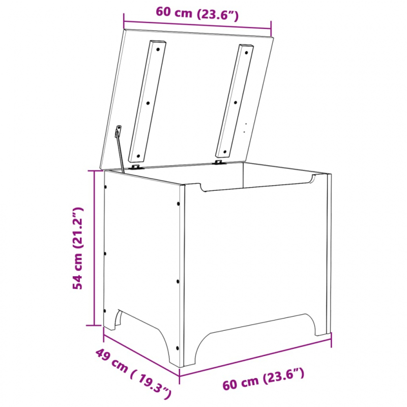 Truhe mit Deckel RANA 60x49x54 cm Massivholz Kiefer
