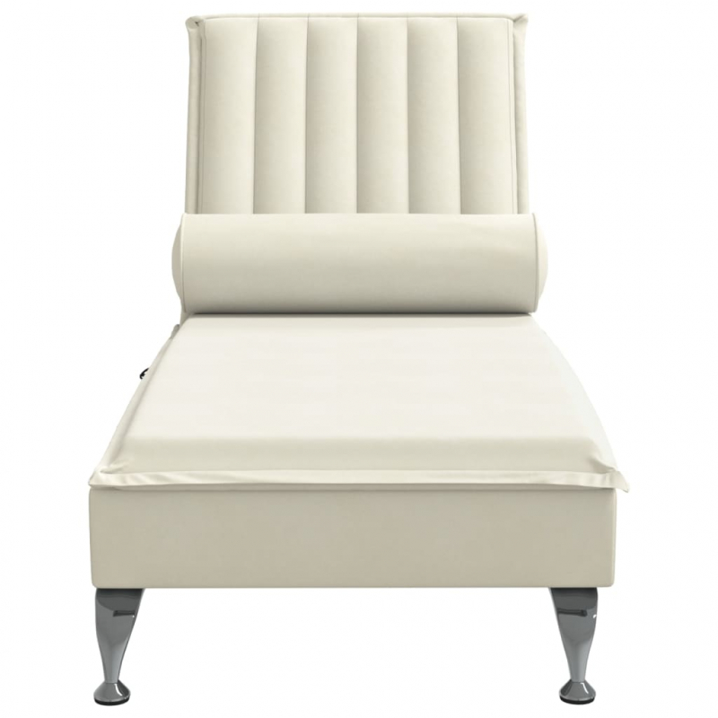 Massage-Chaiselongue mit Nackenrolle Creme Samt