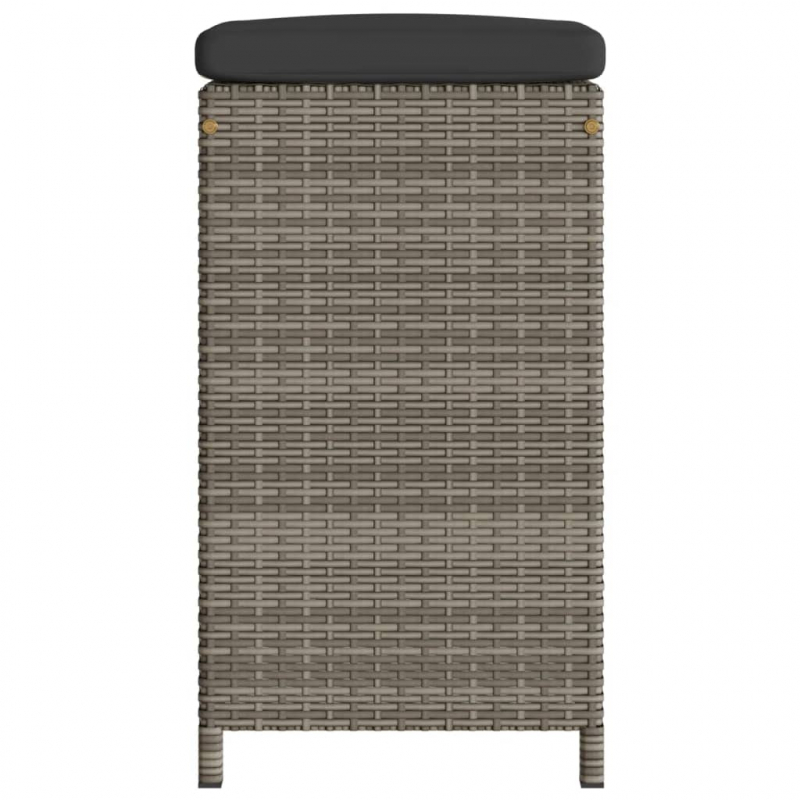 Garten-Barhocker mit Kissen 2 Stk. Grau Poly Rattan