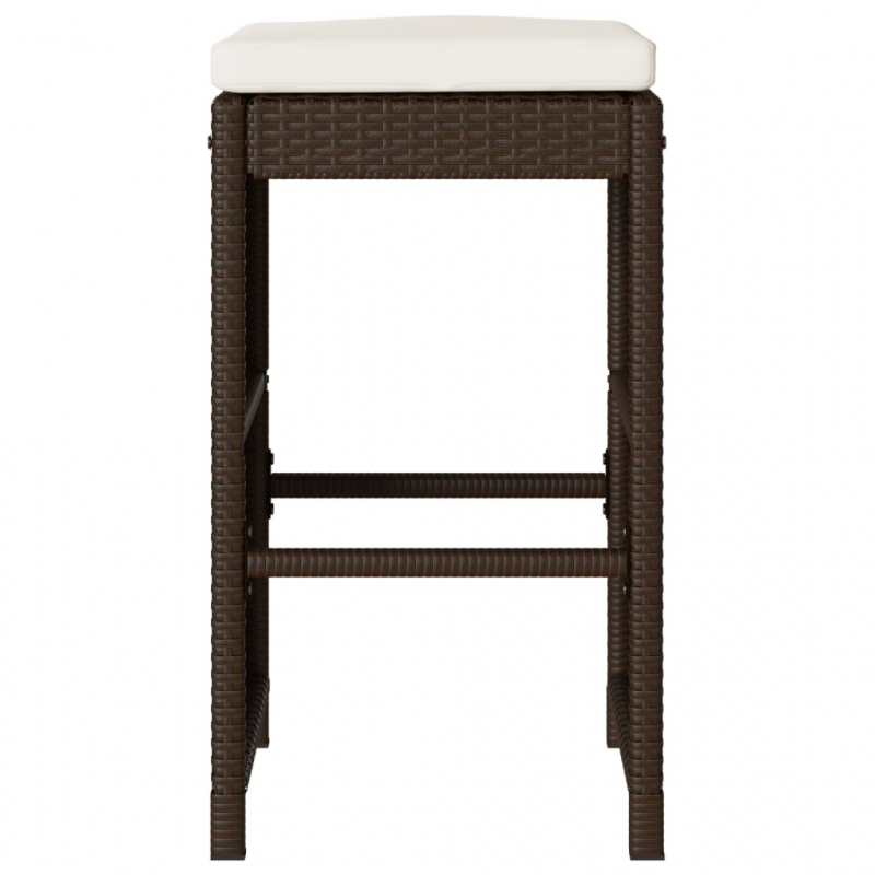 Garten-Barhocker mit Kissen 4 Stk. Braun Poly Rattan