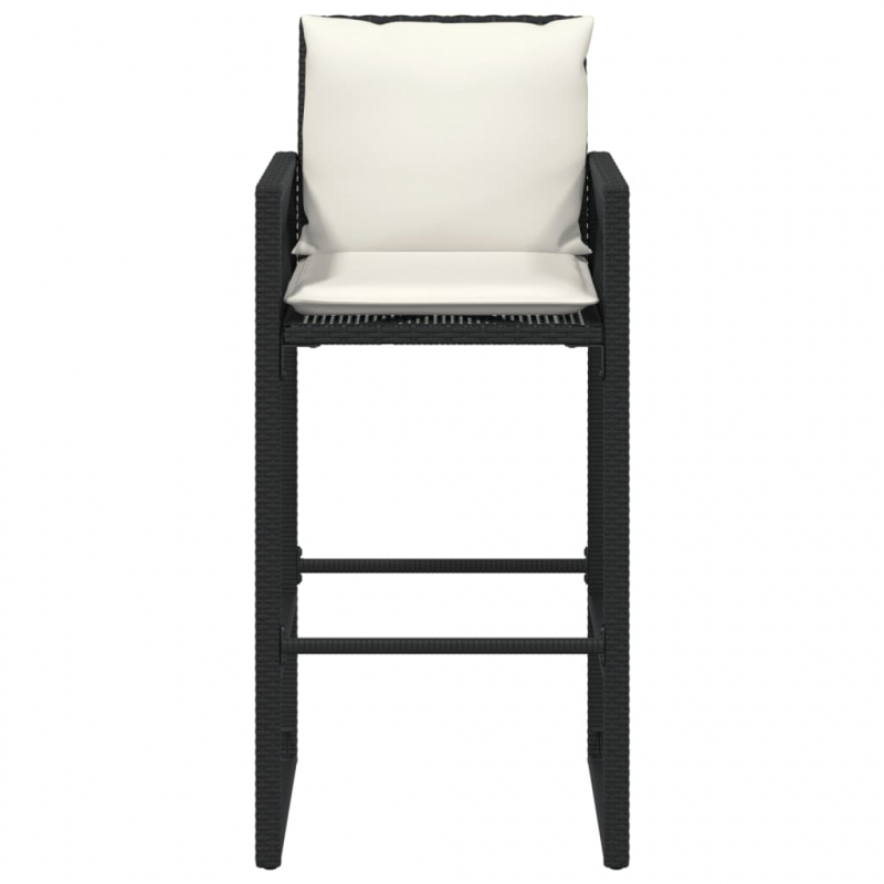 Garten-Barhocker mit Kissen 2 Stk. Schwarz Poly Rattan