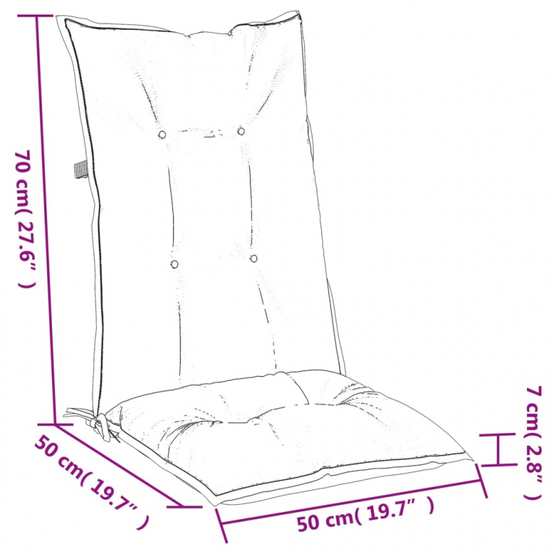 Hochlehner-Auflagen 2 Stk. Melange Taupe 120x50x7 cm Stoff