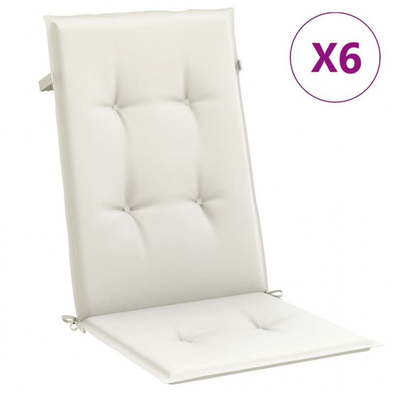 Hochlehner-Auflagen 6 Stk. Melange Creme 120x50x4 cm Stoff