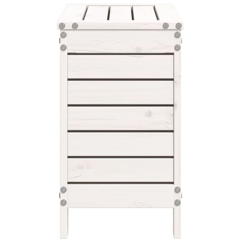 Gartenhocker Weiß 62x31,5x52 cm Massivholz Kiefer