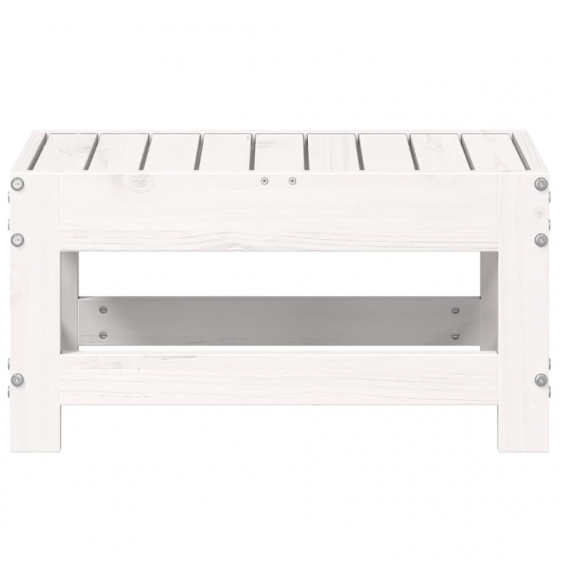 Gartenhocker Weiß 62x30x32 cm Massivholz Kiefer