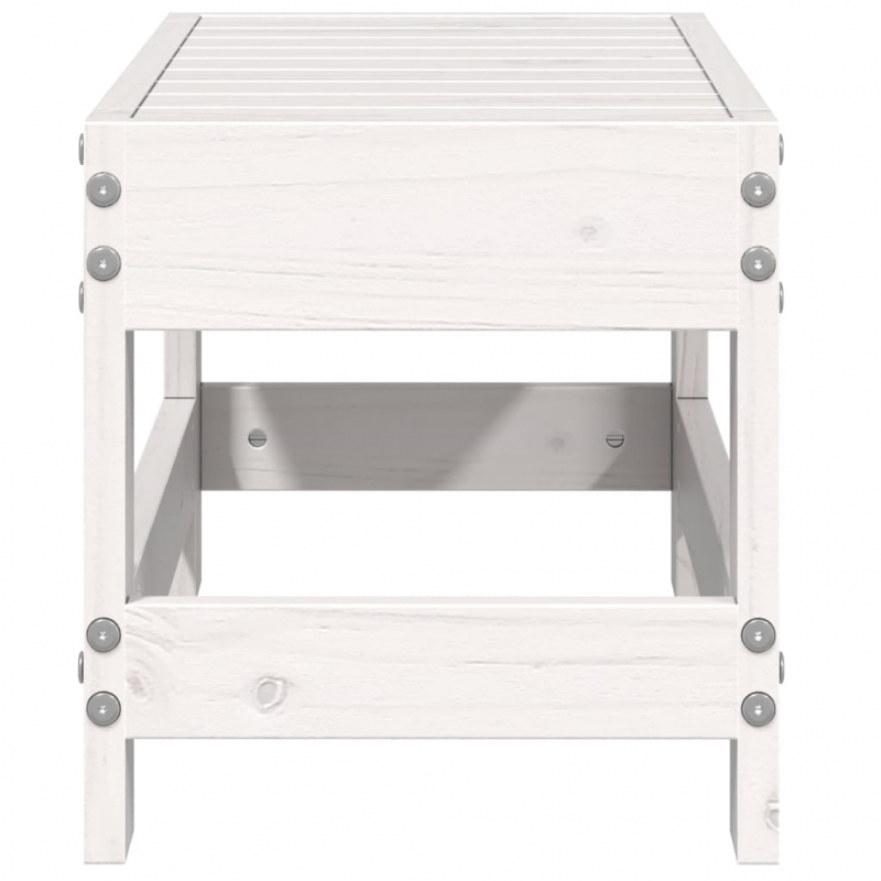 Gartenhocker Weiß 62x30x32 cm Massivholz Kiefer