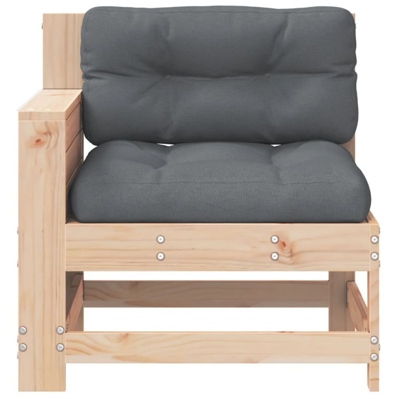 Gartensofa mit Armlehne und Kissen Massivholz Kiefer