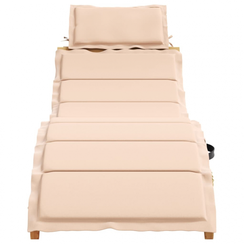 Sonnenliege mit Auflage Beige Massivholz Akazie