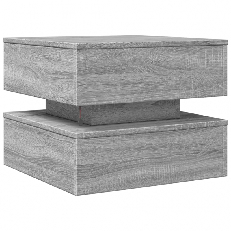 Couchtisch mit LED-Leuchten Grau Sonoma 50x50x40 cm