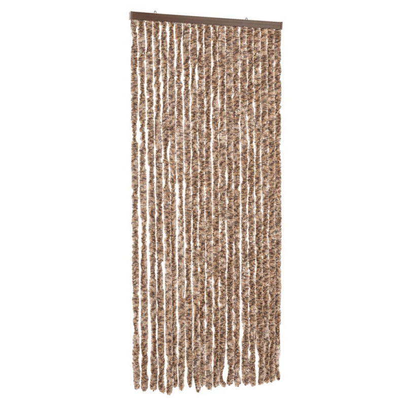 Fliegenvorhang Beige und Dunkelbraun 56x185 cm Chenille