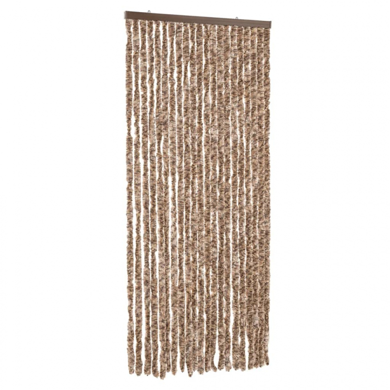 Fliegenvorhang Beige und Dunkelbraun 100x200 cm Chenille