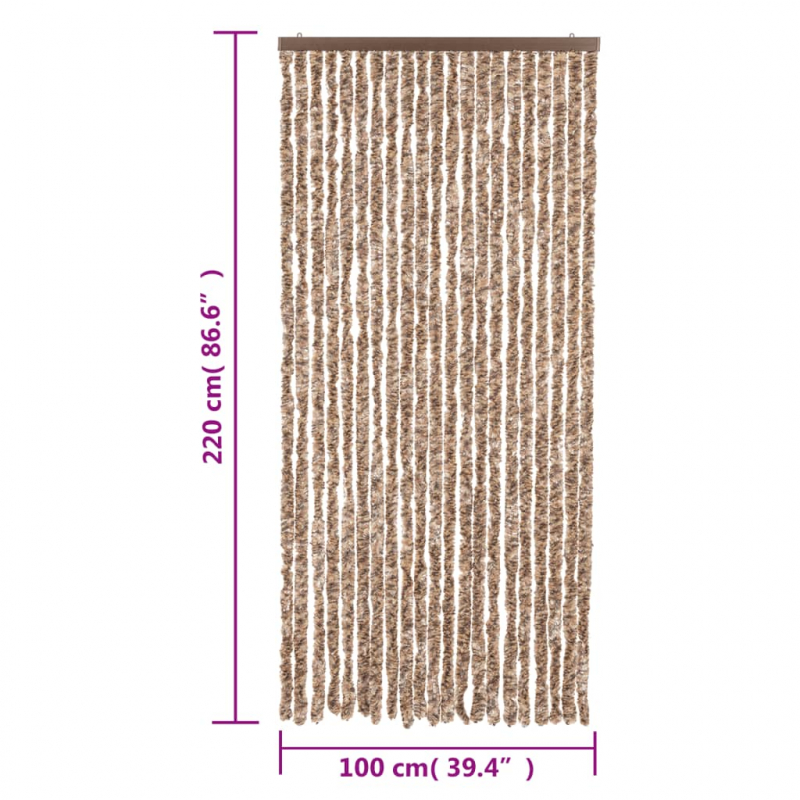 Fliegenvorhang Beige und Dunkelbraun 100x220 cm Chenille