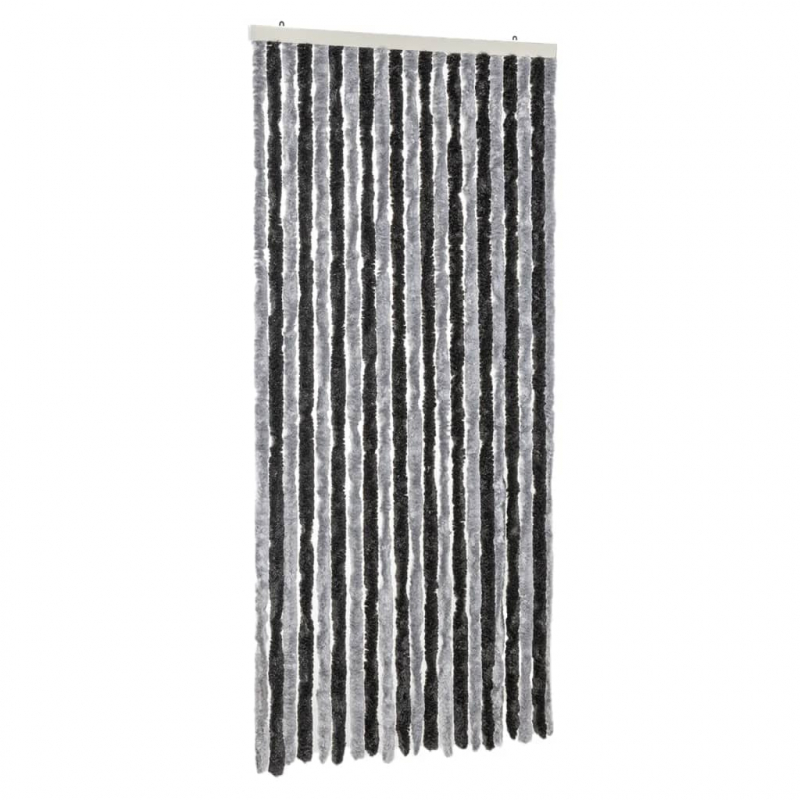 Fliegenvorhang Grau und Schwarz 90x200 cm Chenille